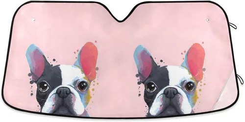 Vista 10 de Boccsty Parasol plegable para parabrisas de automóvil, diseño de ojos de niña de anime, protección solar plegable, bloquea los rayos UV, protector
