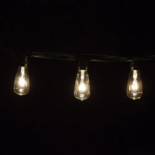 Vista 4 de Hometown Evolution, Inc. Cadena de luces Edison vintage de grado comercial para exteriores (ST40 transparente, cable negro comercial, 25 pies)