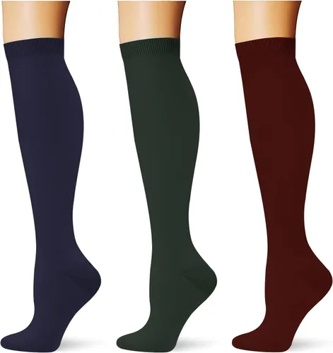 Vista 22 de (3 pares) Calcetines de compresión 20-30 mmHg, calcetines largos hasta la rodilla para mujeres y hombres, soporte atlético, para viajes y uso diario