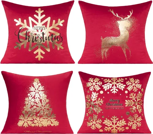 Vista 13 de All Smiles Fundas de Almohadas Decorativas Negras de Navidad Doradas Fundas de Navidad Decoraciones 12X20 Juego de 2 Decoración Interior Hogar
