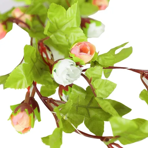 Vista 4 de Guirnalda de luces de rosas de 9.84 pies, funciona con pilas, luces de hadas de rosas artificiales, hojas de flores, vid, para interiores