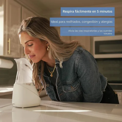 Vista 2 de Beurer Inhalador de vapor SI30 para congestión sinusal y alergias, sin medicamentos, configuración rápida de 3 a 5 minutos, ultra silencioso