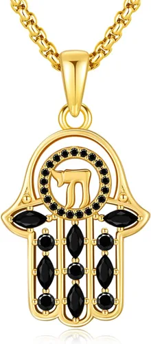 Vista 87 de Aniu Joyería de plata de ley 925 Hamsa de Fátima para mujer con circonita cúbica, viene con caja de regalo negra