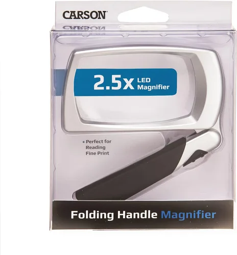 Vista 6 de Carson Lupa rectangular con luz LED 2.5X con mango plegable plegable (MJ-30)