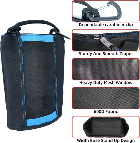 Vista 2 de MELOTOUGH Bolsa de sujetadores pequeña con cremallera, bolsa de herramientas de lona con cremallera, bolsa de utilidad con ventana de malla