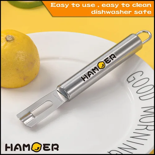 Vista 2 de Lemon Citrus Zester & Channel Knife Juego de 2 herramientas con una caja de almacenamiento Lemon twist Tool,U-Shaped Stainless Steel Blade,Carving