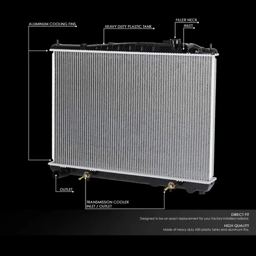 Vista 2 de DNA Motoring OEM-RA-2459 Repuesto de radiador de refrigeración de aluminio estilo OE compatible con Infiniti QX4 01-03 / 01-04 Pathfinder AT, 27