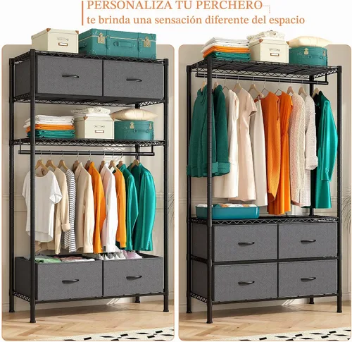 Vista 5 de Raybee - Perchero portátil resistente para dormitorio, dormitorio, 4 cajones Large Capacity, Tool-Free Assembly, Multi-Function, Freestanding