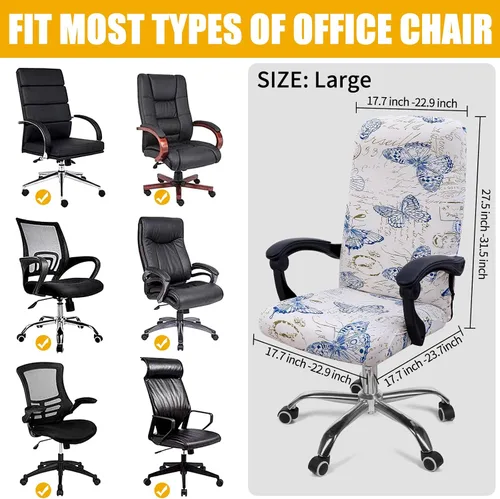 Vista 12 de Smiry fundas elásticas estampadas para silla de oficina de computadora, fundas universales para sillas giratorias de escritorio, extraíbles