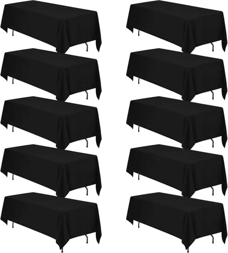 Vista 165 de BRILLMAX - Manteles para mesa rectangular de 6 pies, tela de lino de poliéster, lavable, para boda, recepción, banquete, fiesta de cumpleaños, 60 x