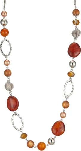 Vista 10 de BULINLIN Collar largo de cuentas para mujer, collar de cadena de suéter plateado con cuentas de resina de cristal, collar de joyería de moda