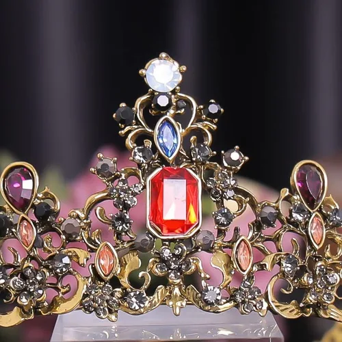 Vista 6 de hair jewelry crown tiaras for women Baroque Retro Princess Headdress Tiara Bridal Crown For Women Crystal Queen Selection Hair Band Party Birthday