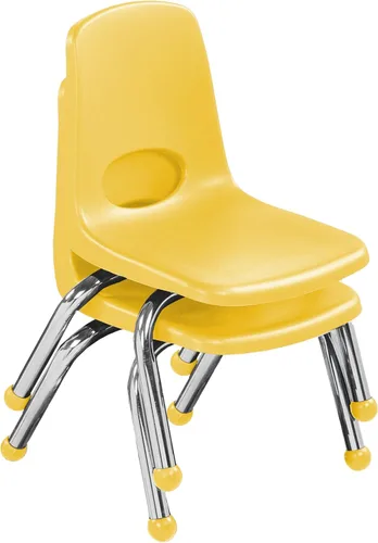 Vista 4 de FDP 15412-YE - Silla escolar apilable de 14 pulgadas con deslizadores de Amarillo