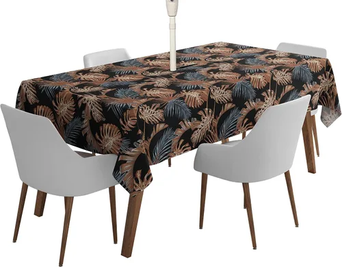 Vista 15 de Mantel cuadrado para interiores y exteriores de 58 x 58 pulgadas, mantel cuadrado impermeable para mesa de patio, manteles de primavera/verano