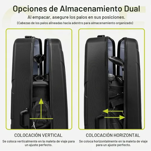 Vista 8 de Hard Case Golf Travel Bag with 4 Wheels - Full Length PC Hard Shell Design Negro clásico