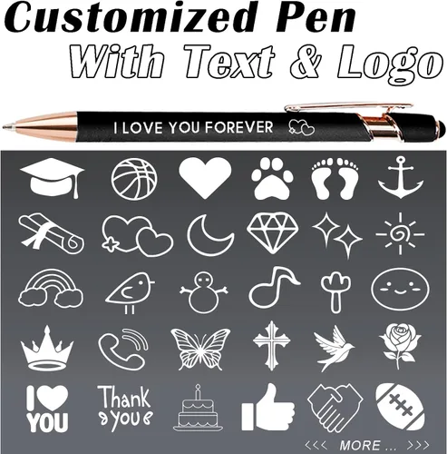 Vista 4 de Bolígrafos personalizados a granel, bolígrafos personalizados con nombre/logotipo en ambos lados, regalo de tinta negra, bolígrafo grabado con lápiz