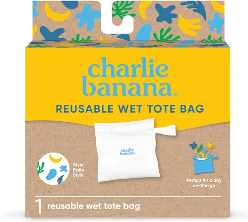 Vista 2 de CHARLIE BANANA Bolsa reutilizable impermeable y lavable para pañales y trajes de baño, Hoja