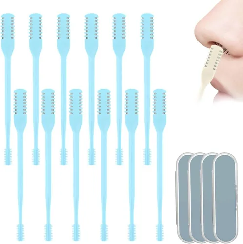 Vista 18 de Cortador nasal de pelo para mujeres y hombres, herramienta de depilación manual giratoria de 360°, cuchilla de vello nasal de doble cara