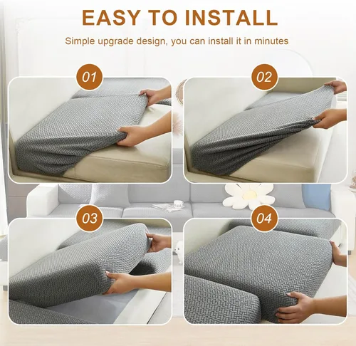 Vista 5 de Fundas de cojín para sofá, fundas para sofá modular, fundas elásticas para sofá en forma de L y asientos modulares, protector de muebles apto
