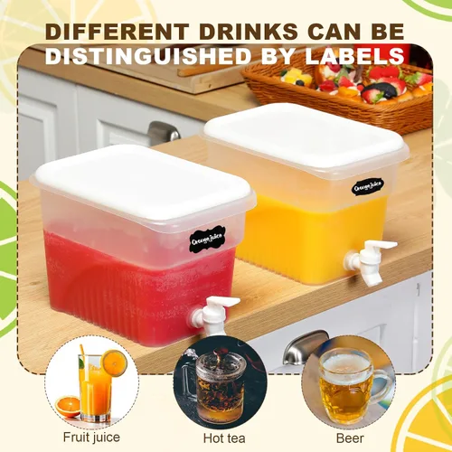 Vista 5 de Mumufy 2 dispensadores de bebidas de 1.32 galones para fiestas con grifo dispensador de bebidas de plástico para refrigerador, contenedor