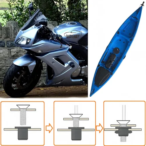 Vista 2 de 24 Pares de Tuercas de Neopreno M4, Tornillos Hexagonales de Acero Inoxidable M4 x 20mm, Kit de Tuercas para Kayak, Motocicleta, Accesorios