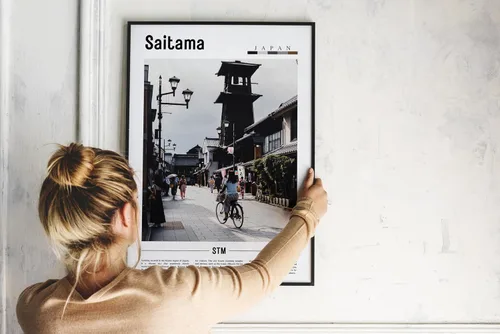Vista 2 de Póster de Saitama, impresión de Saitama, arte de pared de Saitama, impresión asiática, póster de Asia, foto de Asia, póster de viaje mínimo