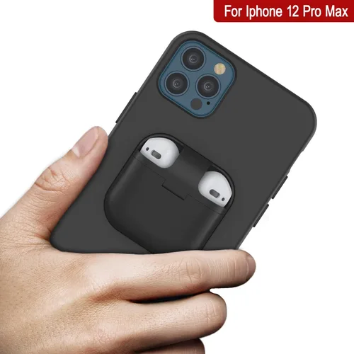 Vista 3 de PunkCase Funda para iPhone 12 Pro Max (serie CenterPods) Funda delgada y duradera 2 en 1 para iPhone 12 Pro Max (6.7 pulgadas) Protege tu Negro