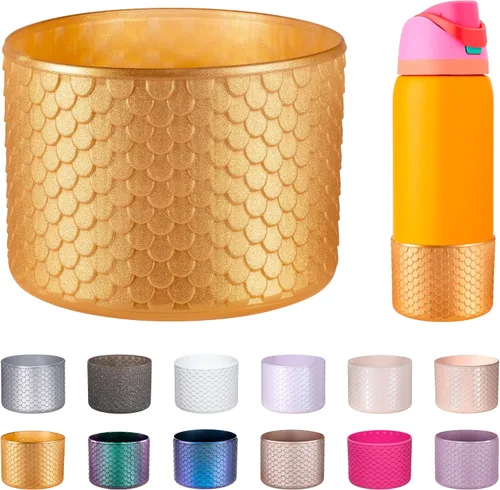 Vista 45 de Funda de Silicona para Botella de Agua Owala de 24oz, Manga Protectora Antideslizante Brillante para Botella de Agua Owala que Protege las Botellas