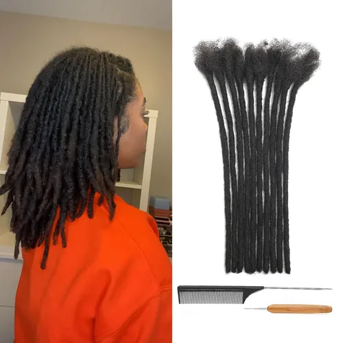 Vista 31 de Extensiones de Rastas de Cabello Humano 0.4cm de Grosor 4 Pulgadas 20 Hebras 100% Cabello Humano Real para Hombres/Mujeres/Niños Completamente