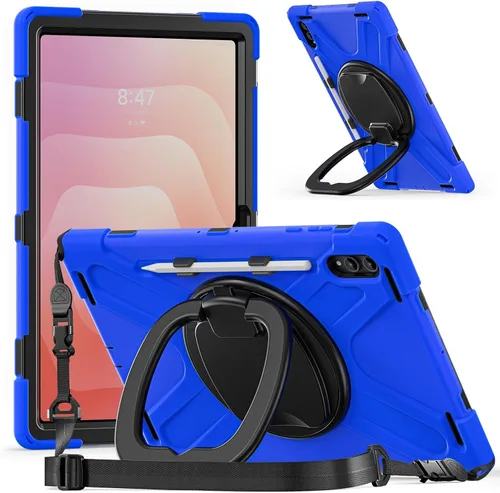 Vista 13 de Funda de rotación 360 para Galaxy S8 Ultra de 14.6 pulgadas, funda resistente con anillo giratorio, correa de transporte para hombro, correa de Negro
