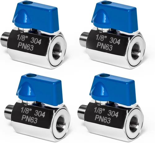 Vista 12 de Paquete de 2 válvulas de bola mini de 1", válvula de cierre de acero inoxidable 304 rosca NPT hembra x macho válvulas pequeñas para espacio compacto