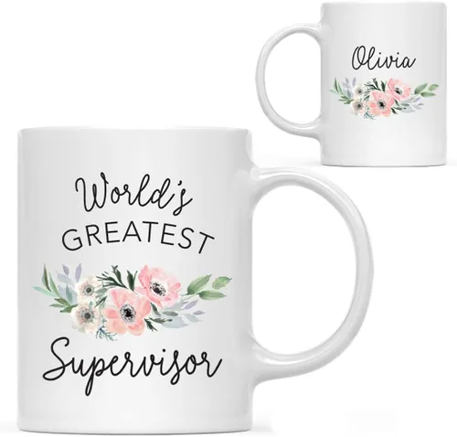 Vista 23 de Andaz Press Taza de café personalizada de 11 onzas, taza ejecutiva de relaciones públicas más grande del mundo, flor de anémona rosa, 1 paquete