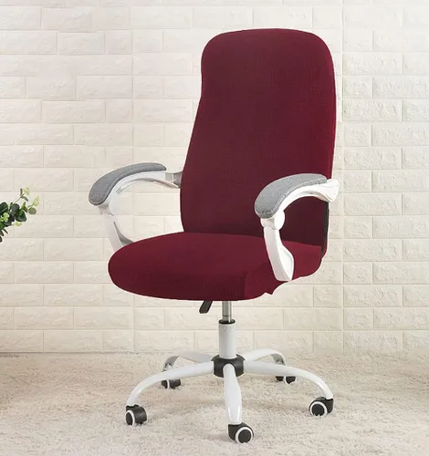 Vista 12 de LINGXIYA Funda elástica para silla de oficina, suave y cómoda, de tela de grano de maíz, resistente al agua, resistente a derrames, funda para silla