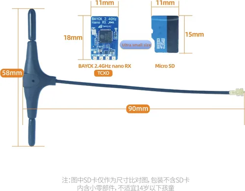 Vista 5 de BAYCKRC ELRS 2.4GHz FPV Receptor ExpressLRS Nano Receptor para FPV Racing Drones y Micro Quadcopters