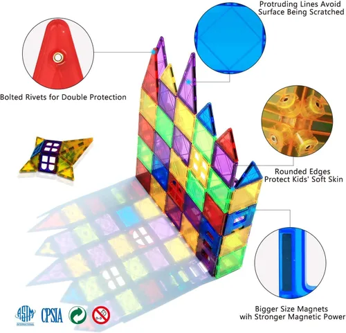 Vista 6 de Juguetes magnéticos para niños y niñas preescolares, bloques magnéticos sensoriales Montessori, juego de juguetes Montessori de todas las piezas