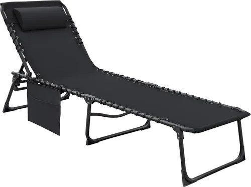 Vista 9 de Flamaker Silla Tumbona boca abajo ajustable de 5 posiciones para tomar el sol, silla de bronceado plegable con agujeros para la cara y los brazos