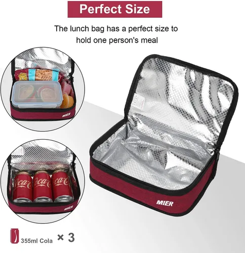 Vista 5 de MIER Bolsa térmica portátil con aislamiento térmico mini bolsa de almuerzo