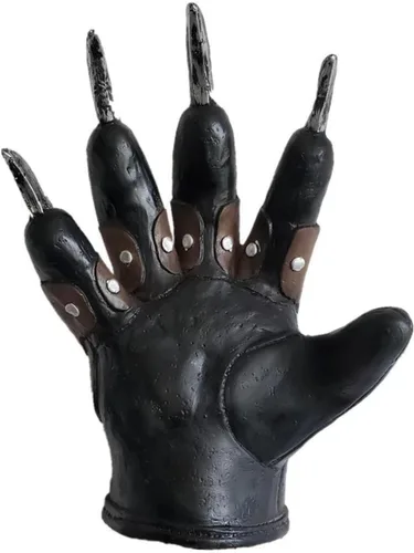 Vista 4 de TIWABI Máscara de látex Freddie Halloween, Guante asesino de películas, garra con juego de rol de personaje de Freddie Freddy