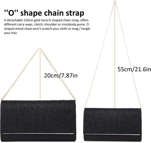 Vista 5 de DETARA Bolsas de noche para mujer, con lentejuelas con purpurina, bolso de mano brillante para mujer, bolso formal de boda, fiesta, baile