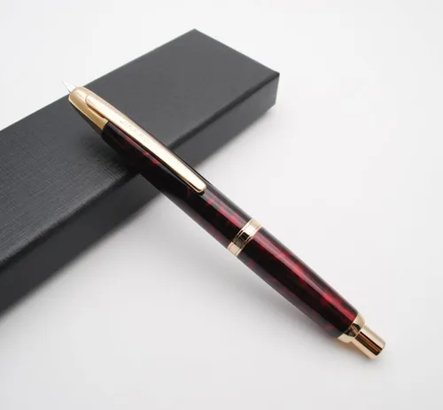 Vista 3 de JINHAO 10 Press Pluma estilográfica retráctil de metal con convertidor de tinta (punta EF 0.38mm, color rojo ágata)