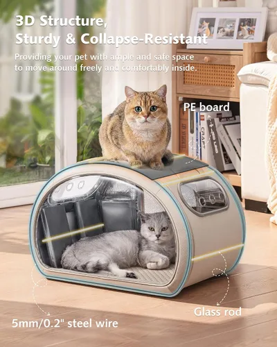 Vista 5 de Pecute Casa de refrigeración para gatos, con alfombrilla de refrigeración para perros pequeños, cama interior para gatos con aislamiento y 6 bolsas