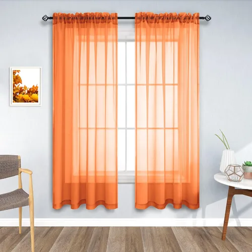 Vista 28 de Cortinas traslúcidas negras de 45 pulgadas de largo para ventanas de baño, juego de 2 paneles, cortinas de media ventana para cocina y dormitorio