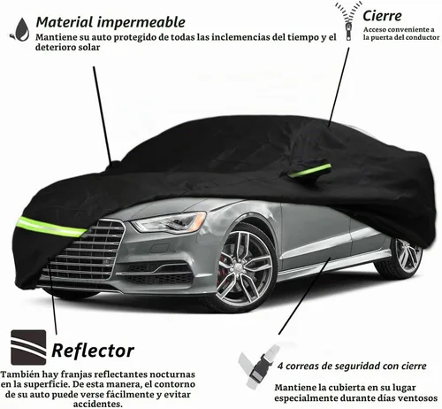Vista 2 de YIXIN Funda impermeable para automóvil Audi A3/S3 2013-2026, ajuste personalizado, correa 100% impermeable a prueba de viento y bandas de cremallera