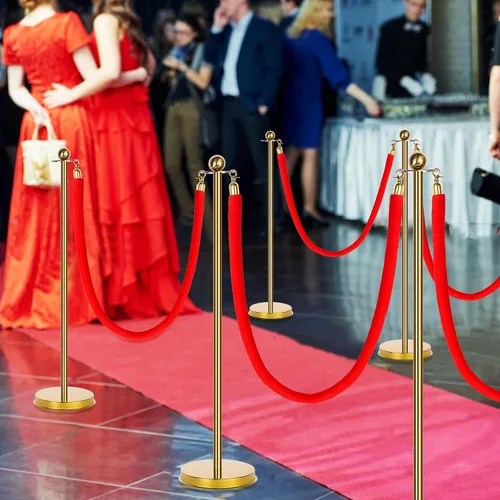 Vista 5 de Woanger Juego de 8 decoraciones de fiesta de alfombra roja de 27.5 pulgadas, postes ligeros y cuerdas de terciopelo para alfombra roja, noche