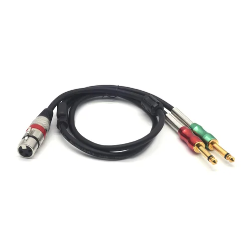 Vista 2 de XLR hembra a 0.250 in 1/4 pulgadas mono macho audio Y cable divisor en Y, doble 0.250 in 1/4" macho a XLR hembra 3Pin micrófono convertidor de audio