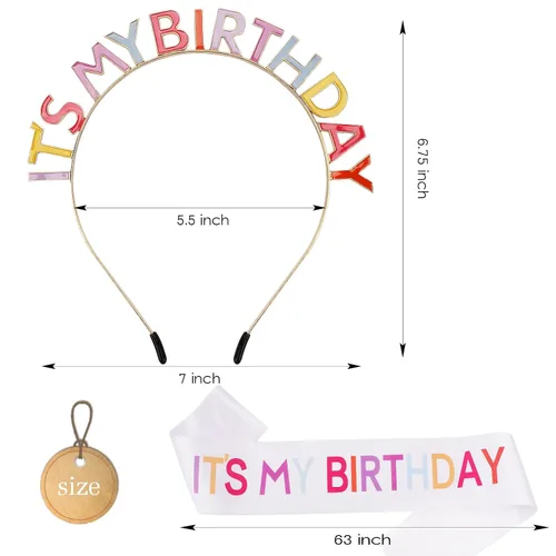 Vista 4 de Araluky Coronas para mujer diadema de cumpleaños tiaras para mujer banda de cumpleaños para mujer tiara de aleación de arco iris para regalo