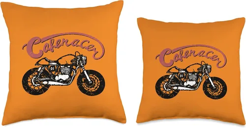 Vista 3 de American Cafe Racer Motorcycle Apparel and Merch Cafe Racer Biker Men Women Adult Teens Boys Girls Kids Youth Throw Pillow, 16x16, Multicolor