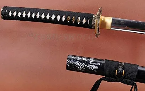Vista 3 de Katana de acero de alto carbono hecho a mano de 41 pulgadas de samurai japonés listo para la batalla