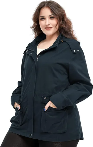 Vista 4 de Soularge Chaqueta militar de algodón con capucha desmontable para mujer