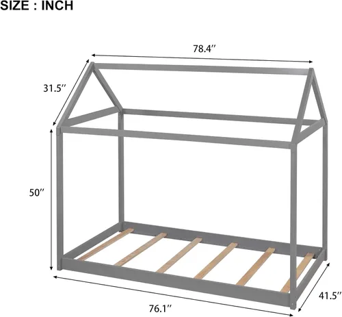 Vista 2 de Bastidor para cama tamaño Twin, con techo y cerca, no incluye box spring